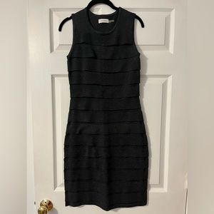 MOVING SALE! Calvin Klein sleeveless grey sweater dress with tiered ruffles - XS